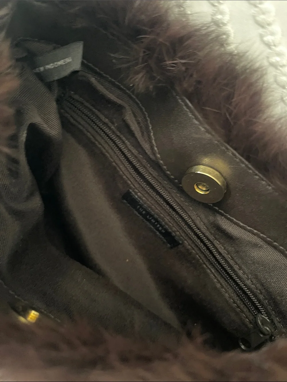 THE LIMITED Brown Fur Clutch with Chain